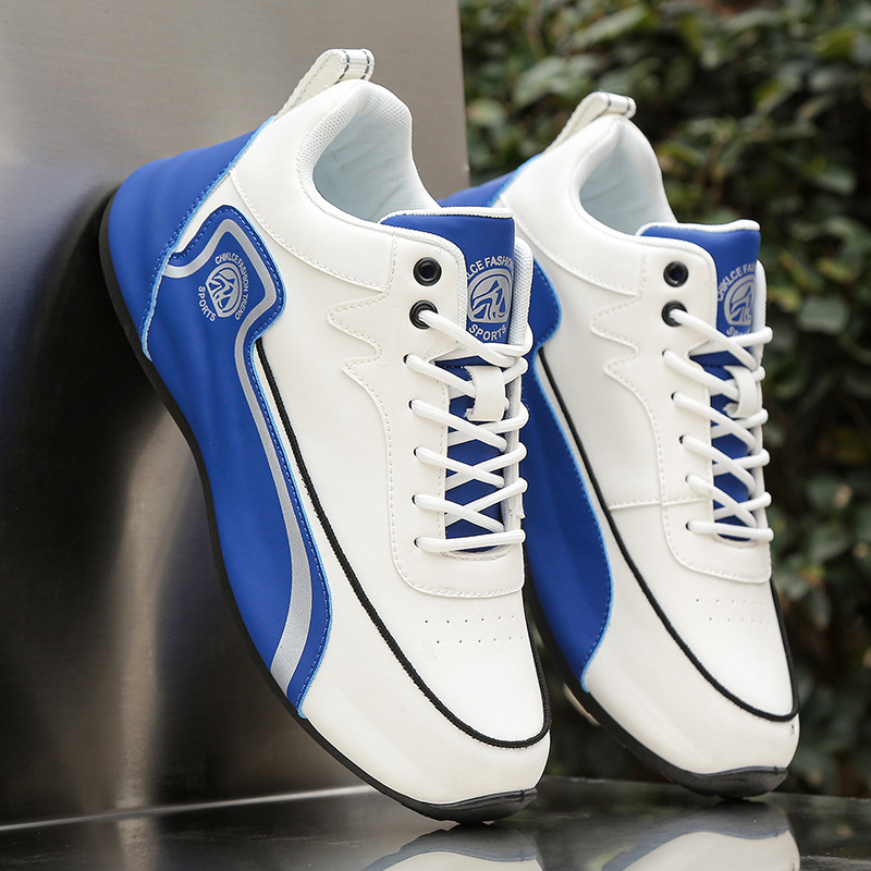 Herren Racing Sneaker Freizeitschuhe Klassisch Weiß Blau Design_voghion.com