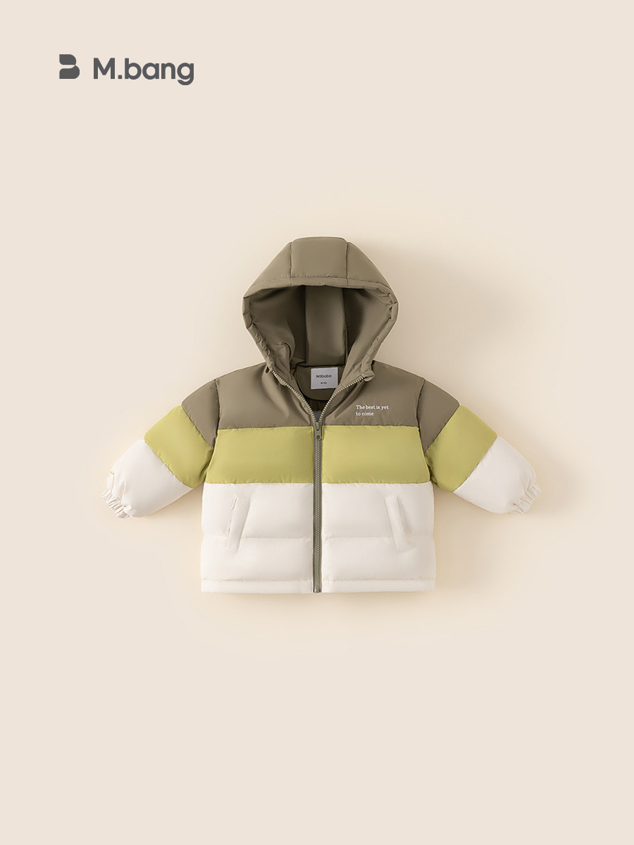 Yubao ropa infantil chaqueta de plumón para niños gruesa y suelta con capuchón blanco para niños de invierno chaqueta de plumón corta de colores