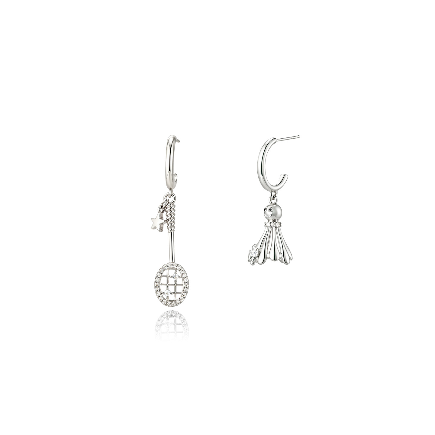 Xuping nicho estilo de personalidad AB orejas de bádminton aleación de cobre chapado blanco estilo punk moda joyas de moda mujer