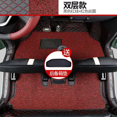 Macaron Fully Surrounded Floor Mats: Ayaqaltılar (Kovriklər) - double-layer-model-black-and-red-black-and-red-send-rear-warehouse-style-22-23-hongguang-minigb-model