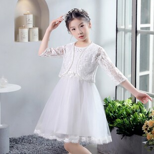 Children's shawl pearl lace little princess dress costume little girl's sun-proof flower girl wedding shawl