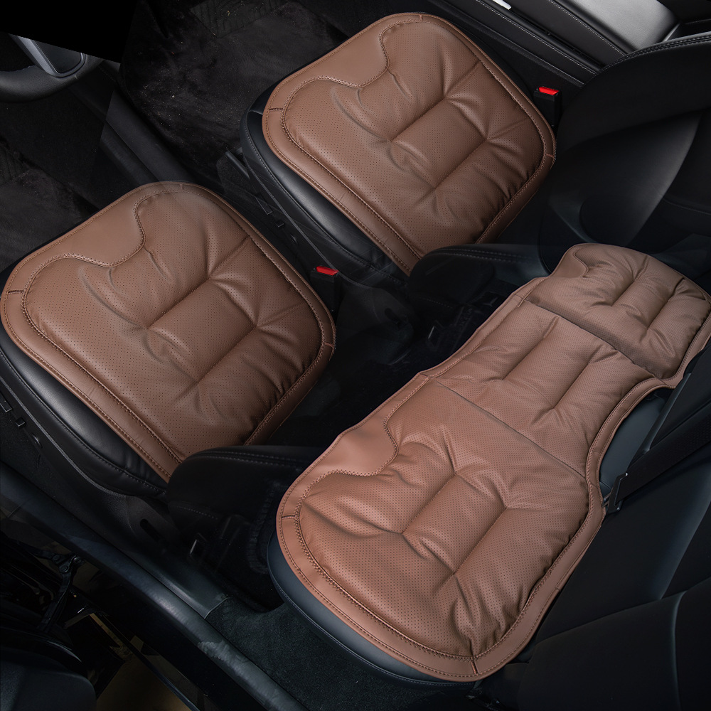 Universal Single Piece Seat | Universal Seat cushion, seat cover - chestnut-brown-nappa-leatheranti-slip-breathable-full-car-3-piece-set