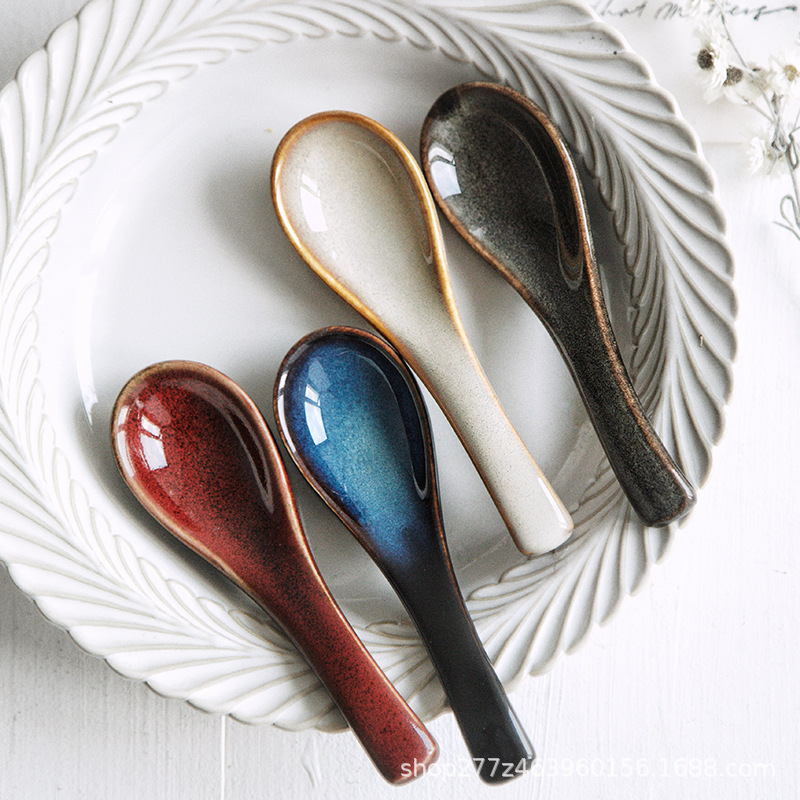 European Kiln-Turned Ceramic Spoon Household Soup Small Spoon Restaurant Creative Stew Cup Dessert Spoon Kitchen Supplies European Kiln-Turned Ceramic Spoon Household Soup Small Spoon Restaurant Creative Stew Cup Dessert Spoon Kitchen Supplies