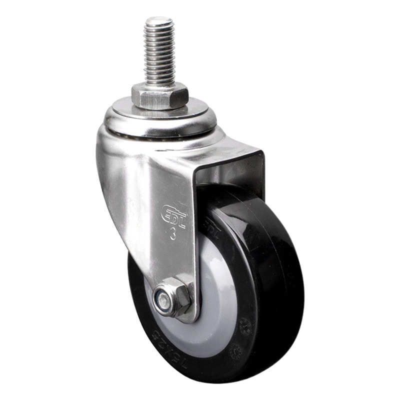 Rueda de Acero Inoxidable Ligera S34-64 2.5-4 Pulgadas de Poliuretano Giratoria de Rosca