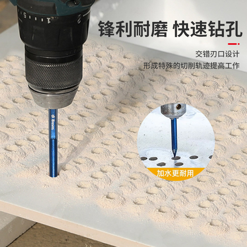 Diamante de hardware hexagonal de mango inclinado broca excéntrica multifuncional taladro de linterna herramienta de perforación de cerámica diamante
