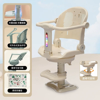 Motorcycle Safety Seat, Electric car child seat - 616-white-rotation-light-music-reclining-rotation