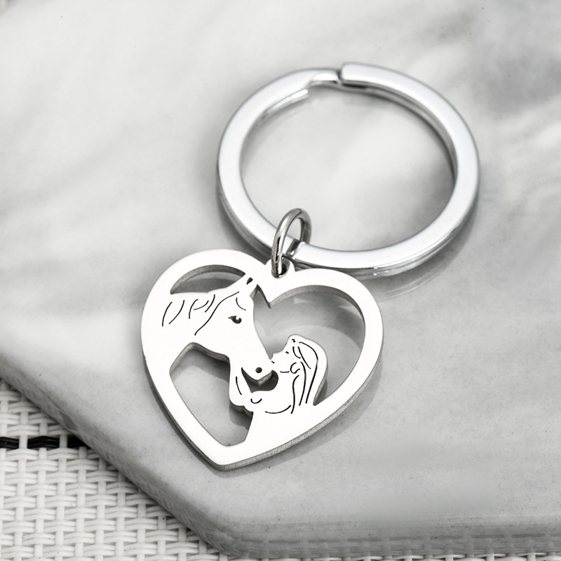 1 Piece Quantity Daily Occasion Romantic Human Horse Stainless Steel Valentine'S Day Couple Keychain