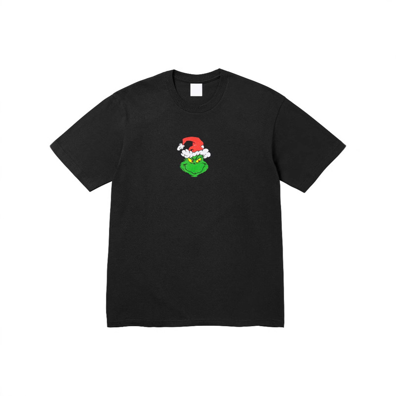 FW24 Grinch Tee Grinch Printed Crewneck Short-sleeved T-shirt Cotton Men's and Women's Base Shirt FW24 Grinch Tee Grinch Printed Crewneck Short-sleeved T-shirt Cotton Men's and Women's Base Shirt