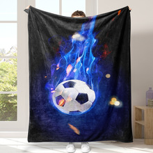 劲爆火焰足球毛毯，适用于沙发，办公室午睡毯，多用途毛毯