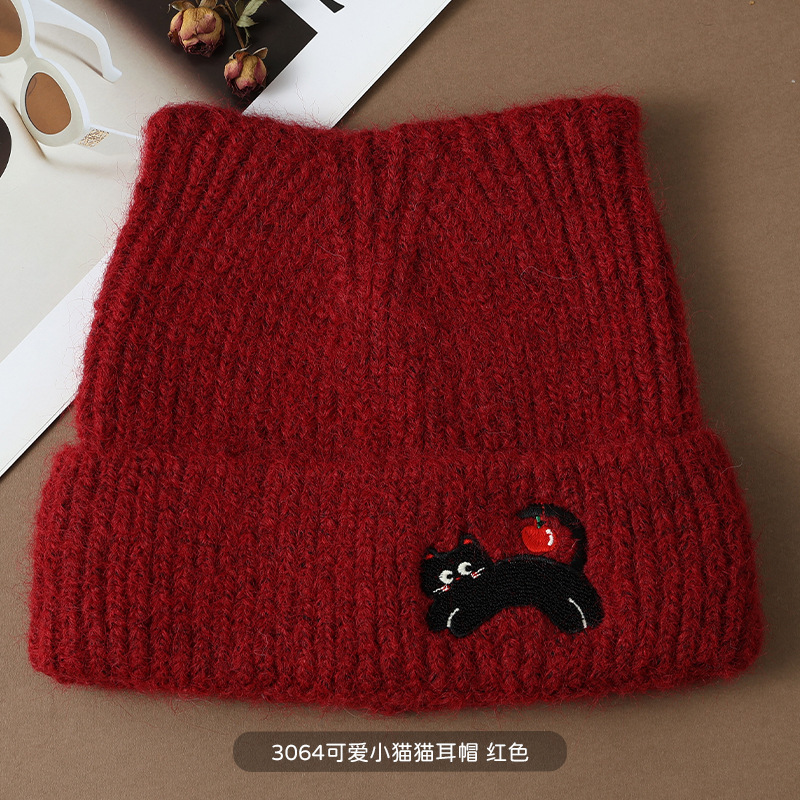 冬季帽子可爱猫耳朵韩版针织帽女显脸小女生保暖针织毛线帽批发|undefined