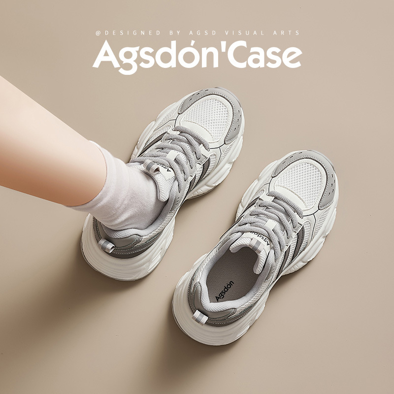 Augustion zapatos de papá gris de suela gruesa para mujer 2025 nuevo verano de suela suave zapatillas de senderismo ligeras