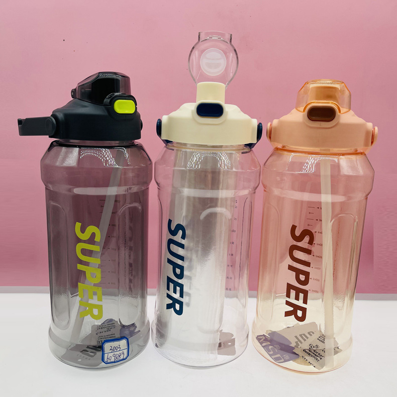 Meishangde gran capacidad de plástico red roja grande taza de agua espacio verano deportes portátiles al aire libre fitness hervidor taza de paja