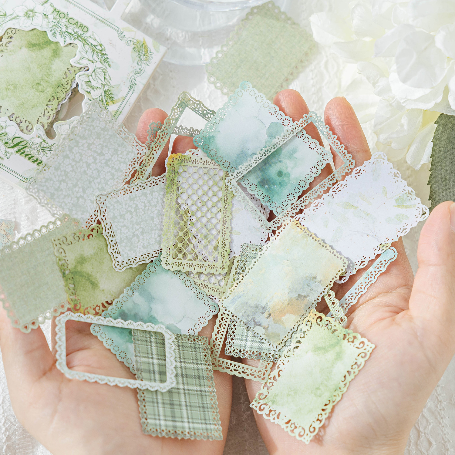 모 잉크 카드 가방 레이스 빛과 그림자 시리즈 중공 테두리 손 계정 DIY 소재 장식 백 30 에 6
