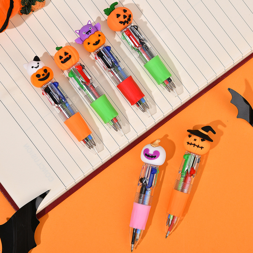 Ventas transfronterizas calientes de Halloween bolígrafo de cuatro colores mini serie de dibujos animados lindos bolígrafo de color para estudiantes papelería bolígrafo de regalo