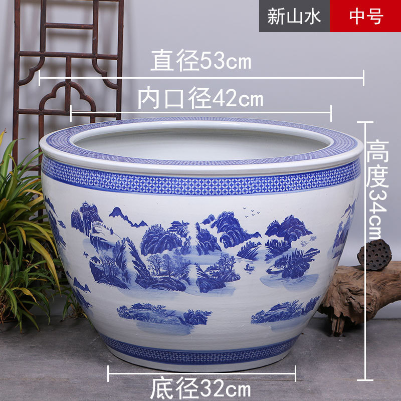 庭院大缸景德镇青花瓷水缸金鱼缸荷花碗莲睡莲盆乌龟缸酒店甲鱼缸|undefined