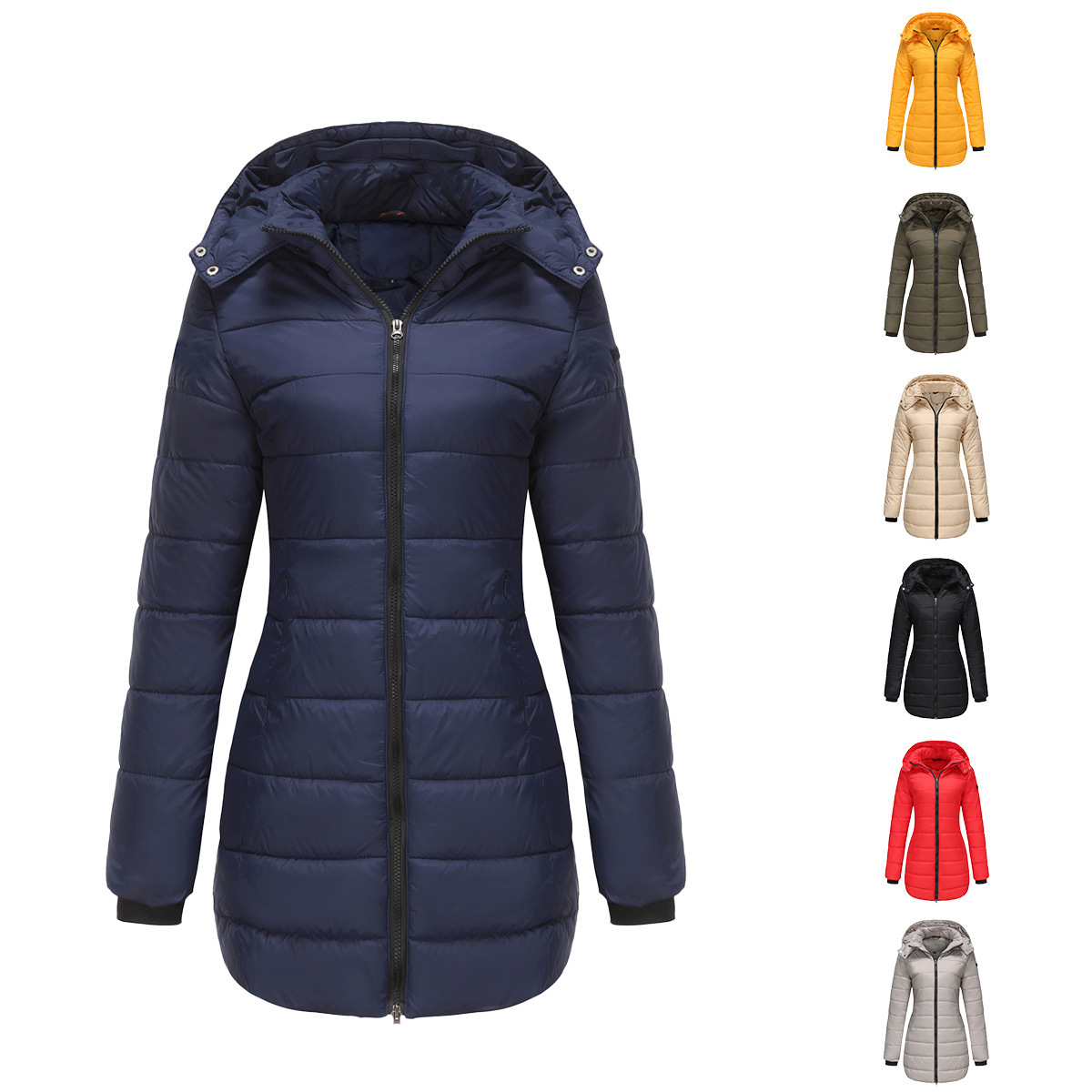 Ropa de mujer Parka de otoño e invierno con capucha desmontable y abrigo de algodón de manga larga repelente al agua_voghion.com