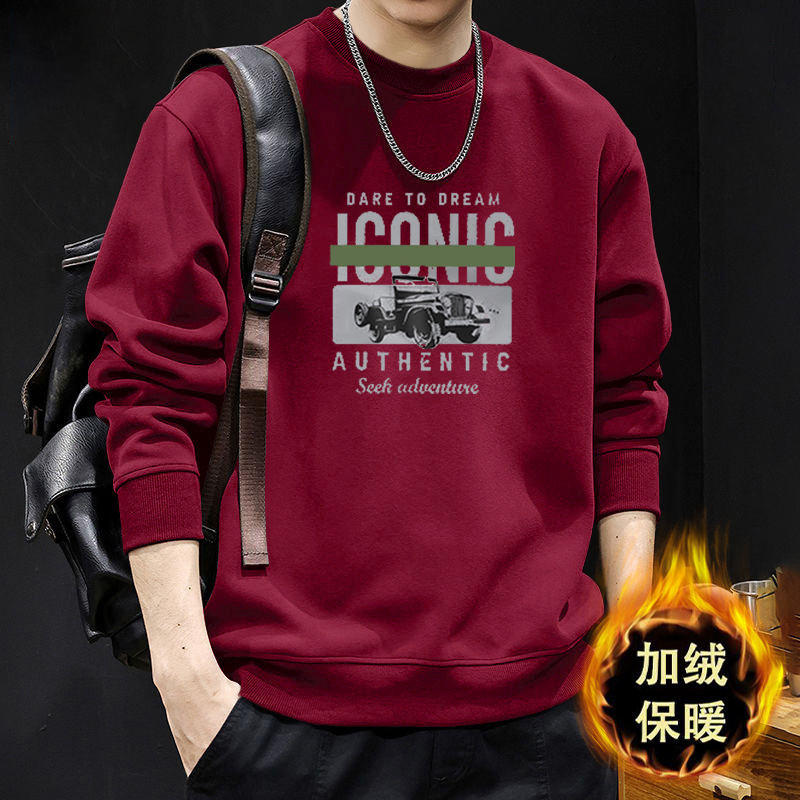 Pesado y camisa de cuello redondo para hombres nueva primavera y otoño marca de moda americana de manga larga chaqueta de otoño para hombres