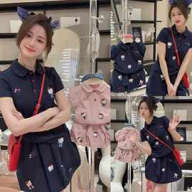 【奶莓软糖】新款polo衫短袖短裙季欧若风亲子装Kitt刺绣韩版套装