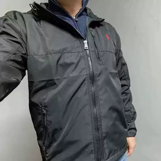 RL Embroidered Pony Logo American Outdoor Workwear Hooded Zip-Up Jacket Windbreaker Hard Shell Windproof Jacket