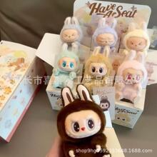 三代labubu四代拉布布马卡龙盲盒二代坐坐派对系列搪胶脸毛绒挂件