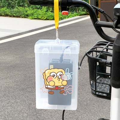 Line Dog Electric Vehicle Charger Waterproof Cover Cartoon Heat Dissipation Battery Charger Rainproof Box Dustproof Storage Box (Other Electric Vehicle Accessories) - white-yellow-webbing-hook-bubble-blowing-sponge
