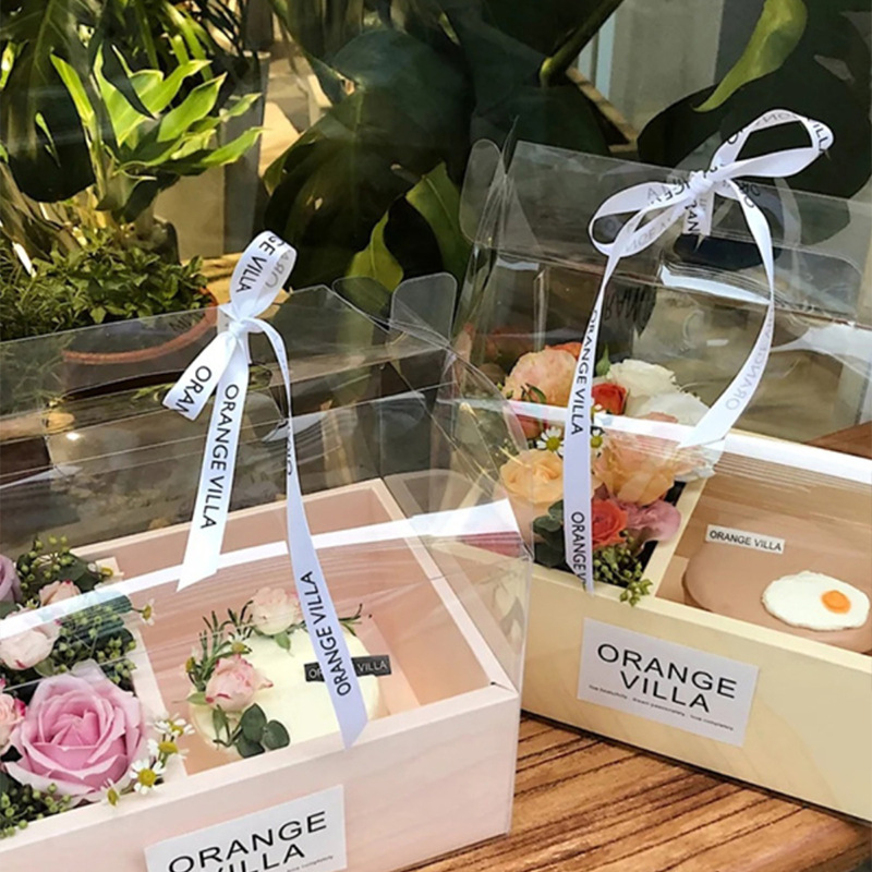 Caja de mano de San Valentín caja de mano plegable de pvc caja de mano ramo rectangular caja vacía embalaje de flores caja de regalo de frutas