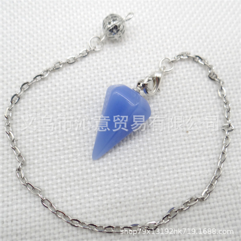 Venta caliente ágata natural cristal piedra preciosa cono hexágono cono colgante DIY cristal colgante espíritu péndulo