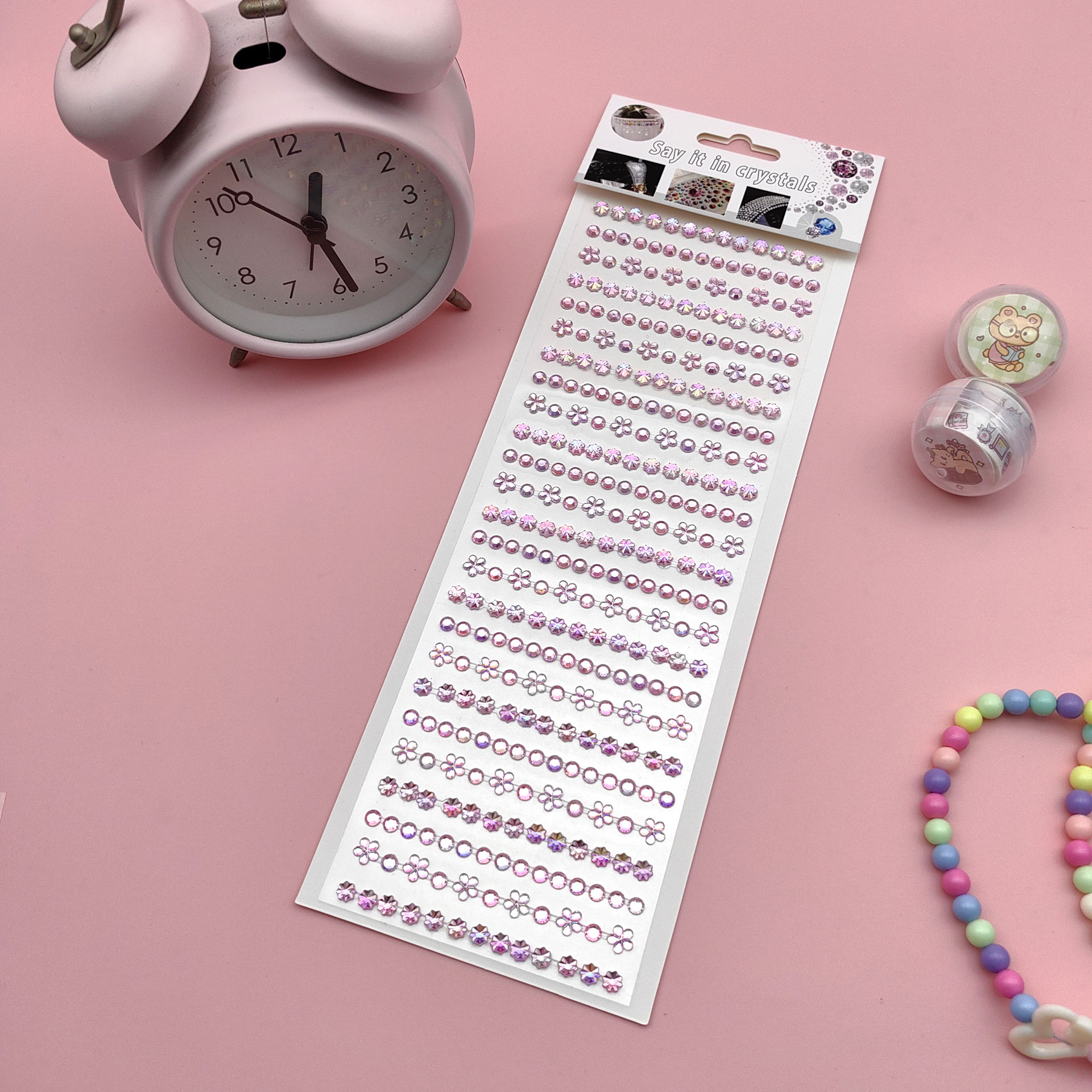 Coloridas pegatinas de flores de hielo para niños gema de diamantes de color AB pegatinas de cristal acrílico de juguete princesa pequeñas pegatinas al por mayor