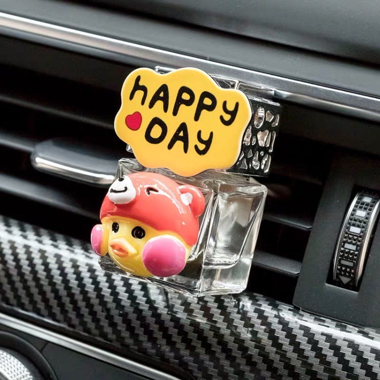 Botella de perfume para automóviles botella vacía auto-agregación aire acondicionado ventilador de salida perfume para automóviles perfume ligero caricatura mujer