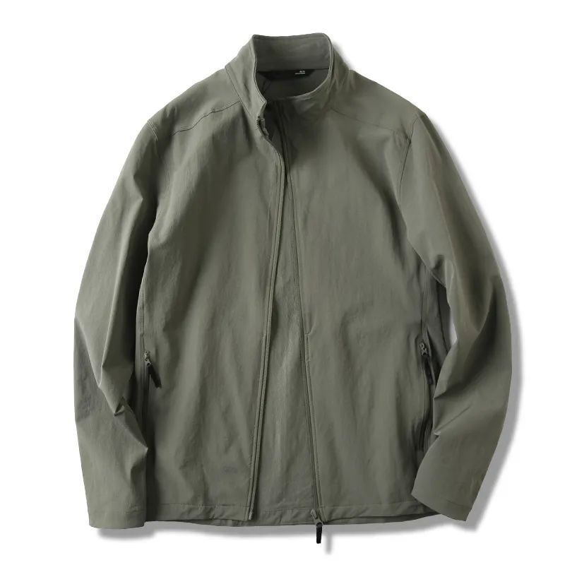 Spring Outdoor Windproof Casual Sports Jacket Men's Breathable Woven Jacket Stretch Collar Elastic Soft Shell Quick-drying