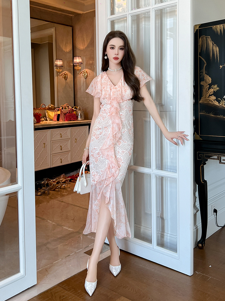 B5875 1390K VÁY ĐẦM LIỀN THÂN NỮ CHOTDNG MÙA HÈ HỌA TIẾT HOA THỜI TRANG NỮ REN G04 SẢN PHẨM MỚI