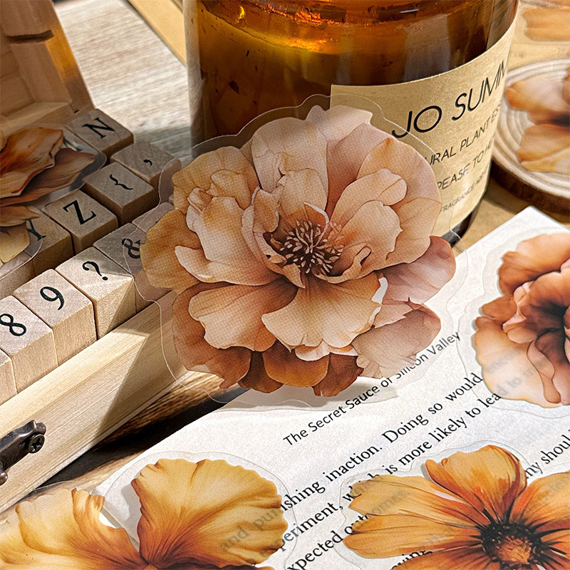 Todas las cosas crecen serie transparente impermeable pet pegatinas de tela de mano bolsas diy material de decoración de plantas pegatinas de papelería animal