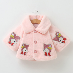 Girls' Shawl Poncho Baby Girls' Velvet Cloak Coat Thickened Children's Cloak Top Fur Coat Women