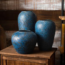 景德镇陶瓷花瓶摆件客厅插花新中式玄关装饰品花器复古粗陶罐花盆