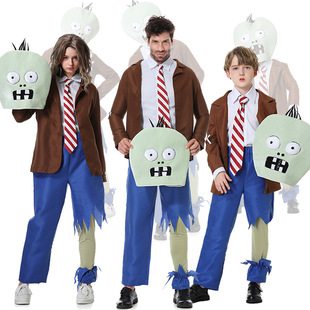 2025 New Halloween Zombie Cosplay Costume Plants Vs. Zombies Funny Stage Performance Costume Set
