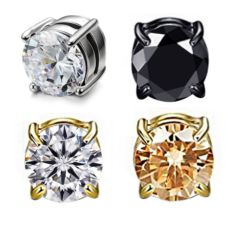 正方形圆形锆石无耳洞磁铁耳钉跨境时尚个性耳饰品女货源厂家批发|ms