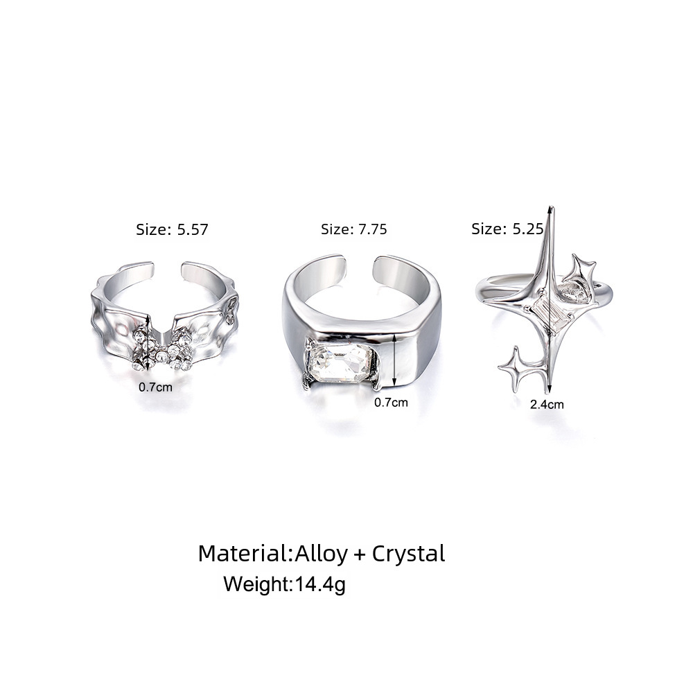 new diamond-embedded star mango hollow silver joint ring creative cold style personalized open index finger ring ins_voghion.com