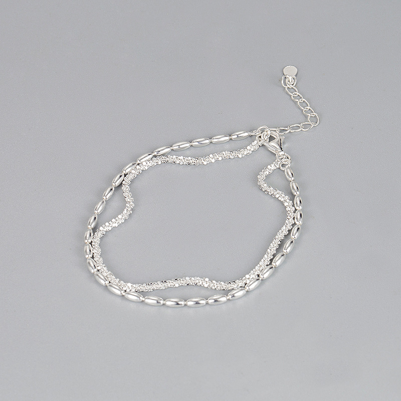 9g Weight Electroplating Gold Plating Process Spring Ring Trigger Clasp Closure Clasp Closure Type Silver Plated Plating Material 925 Sterling Silver Coffee Bean Chain Twisted Rope Chain Bracelets Casual Modern Style Simple Style