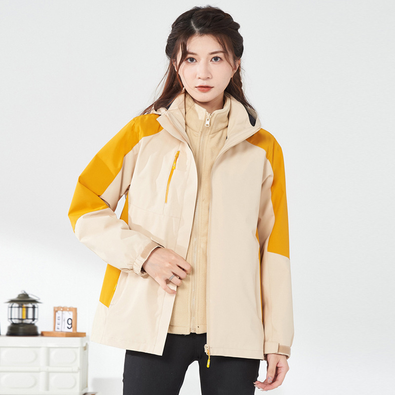 Outdoor Jacket Men's Three-In-One Detachable Two-Piece Mountaineering Ski Suit Women's Windproof and Waterproof Jacket