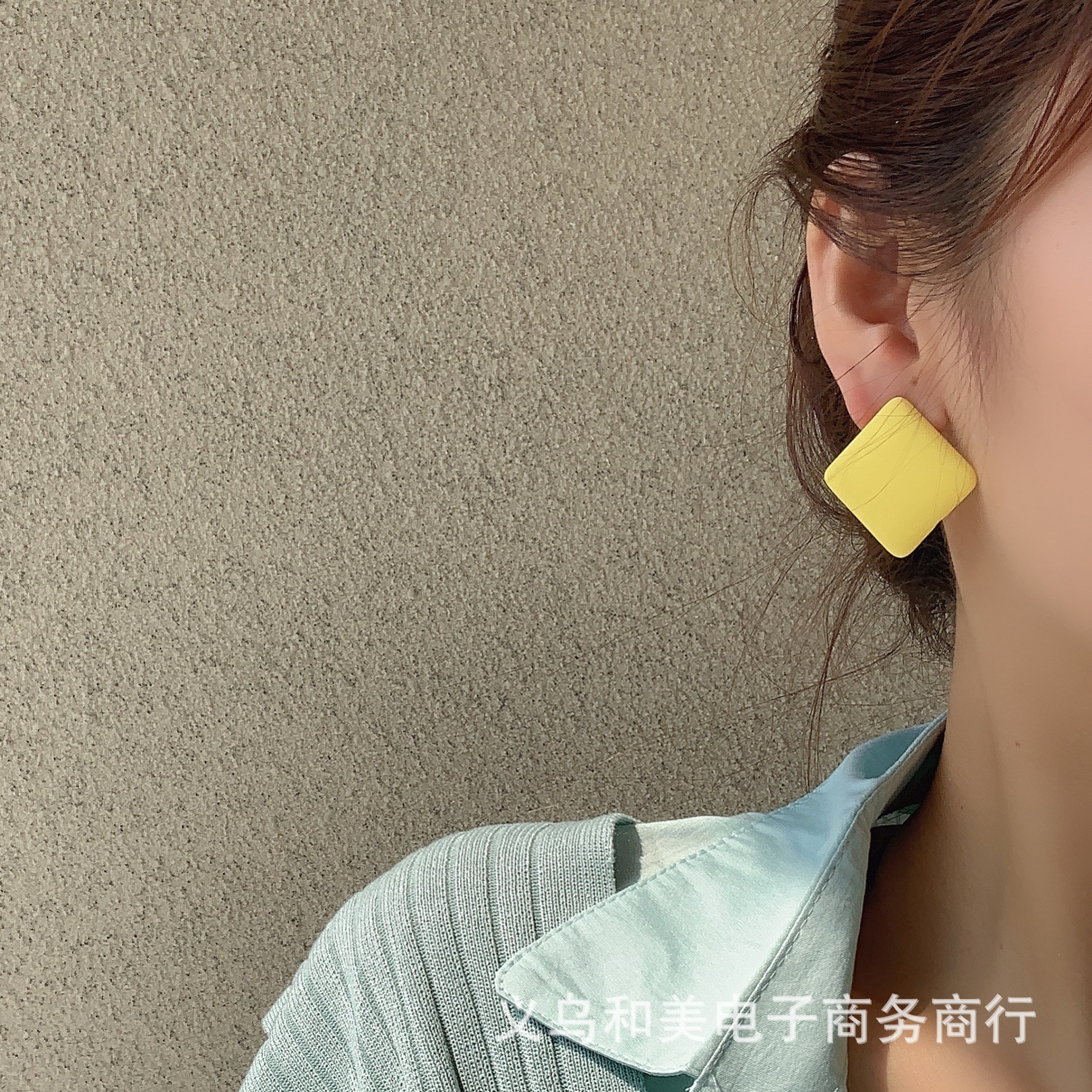 Korean Style 2021 New Fashionable Summer Colorful Geometric Square Earrings Earrings Internet Popular ins Fashionable Bright Color Earrings