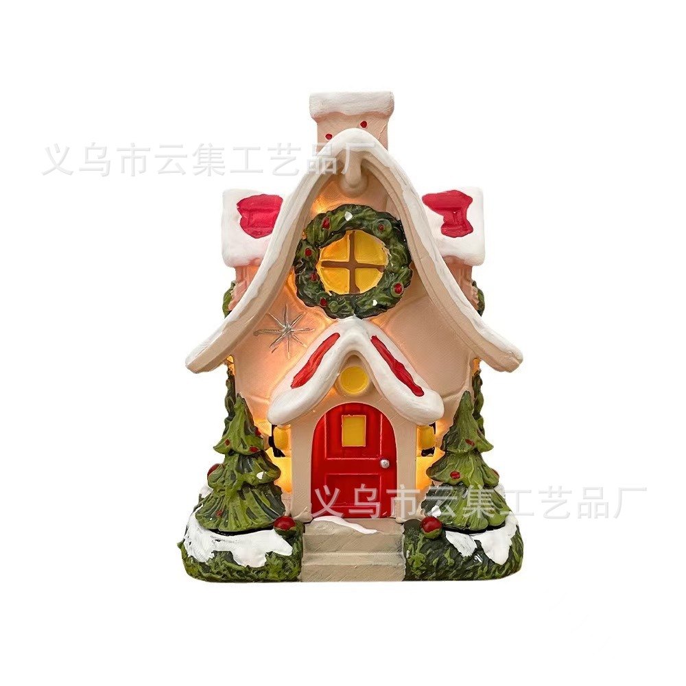 美式2025圣诞节跨境摆件小屋香炉家庭派对装饰用品圣诞装饰品摆件