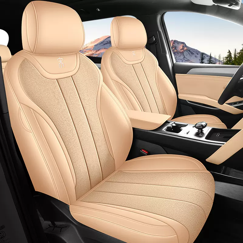 新款跨境专车宋PRO皮加翻毛皮座套四季左右舵海外座套跨境全包款