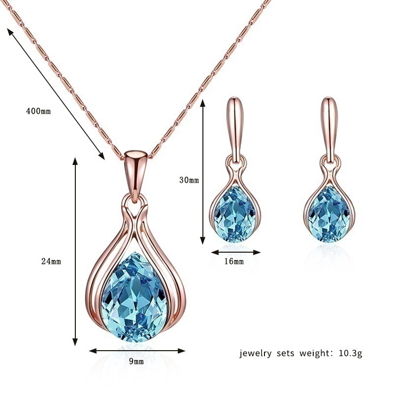 Retro Water Droplets Artificial Crystal Alloy Women's Earrings Necklace 1 Set display picture 1