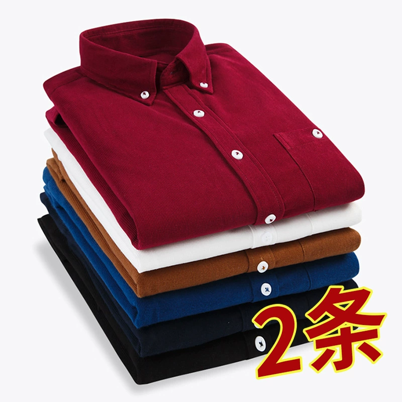 Вельветовая рубашка с длинными рукавами мужская рубашка весна и осень новая дикая деловая повседневная тонкая рубашка мужской топ