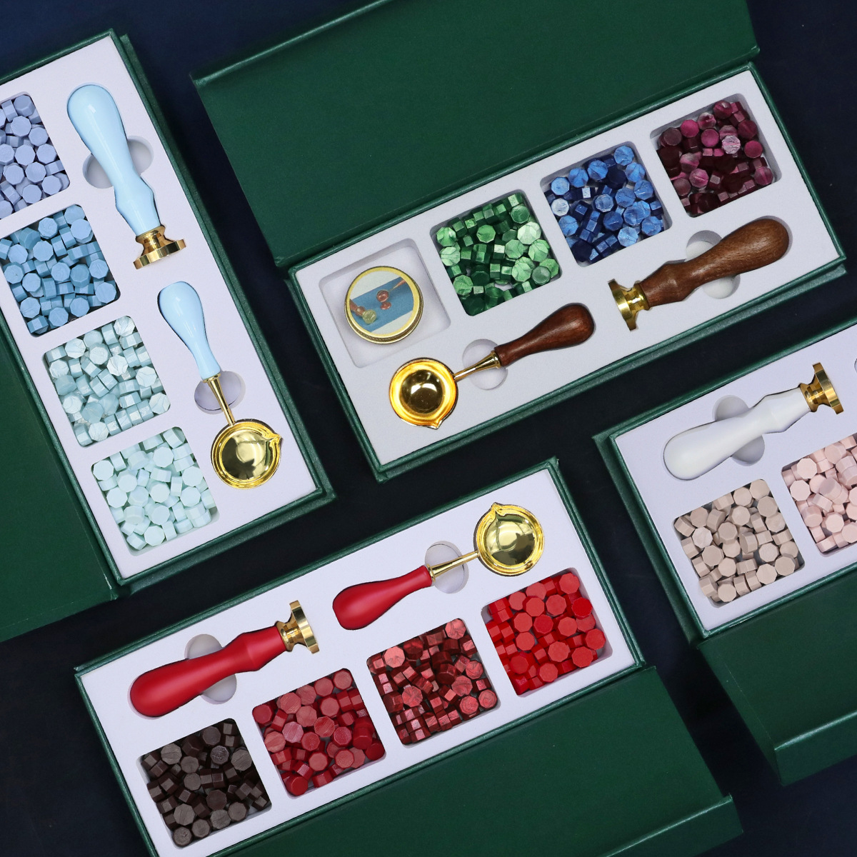 Color europeo fuego pintura sello traje conjunto completo europeo retro fuego pintura traje cera grano fuego pintura caja de regalo envolvente cera de sellado