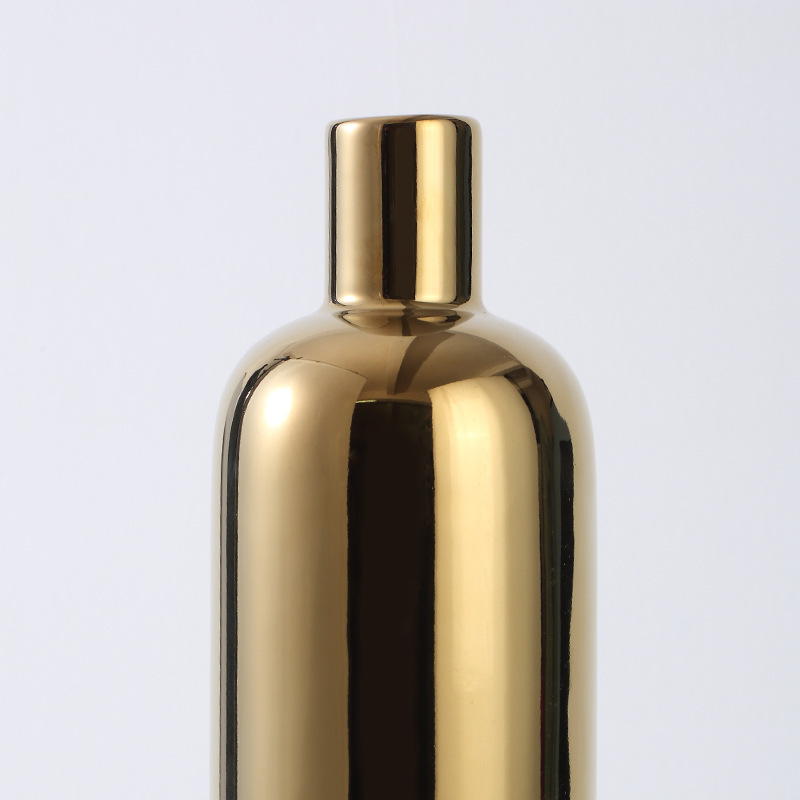 Estilo nórdico de cerámica jarrón de oro galvanoplastia artesanía decoración conjunto de tres piezas decoración suave decoración del hogar al por mayor