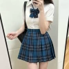 Herringbone short sleeves + Dalan 42cm plaid skirt + same style bow tie + airplane box
