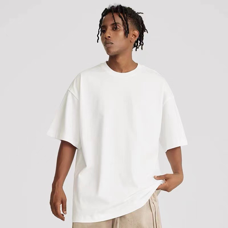 230g camiseta transfronteriza pesada marca de moda caída hombro camiseta de mangas cortas hombre universal suelta Europa y América in pareja camiseta de moda