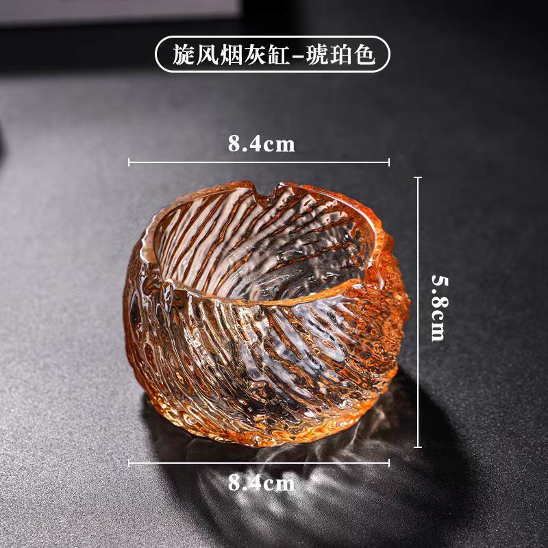 Cenicero de vidrio de cristal, sala de estar para el hogar, cenicero de oficina, adornos pequeños de alta gama, taza de humo de ceniza antivoladora redonda ciclónica