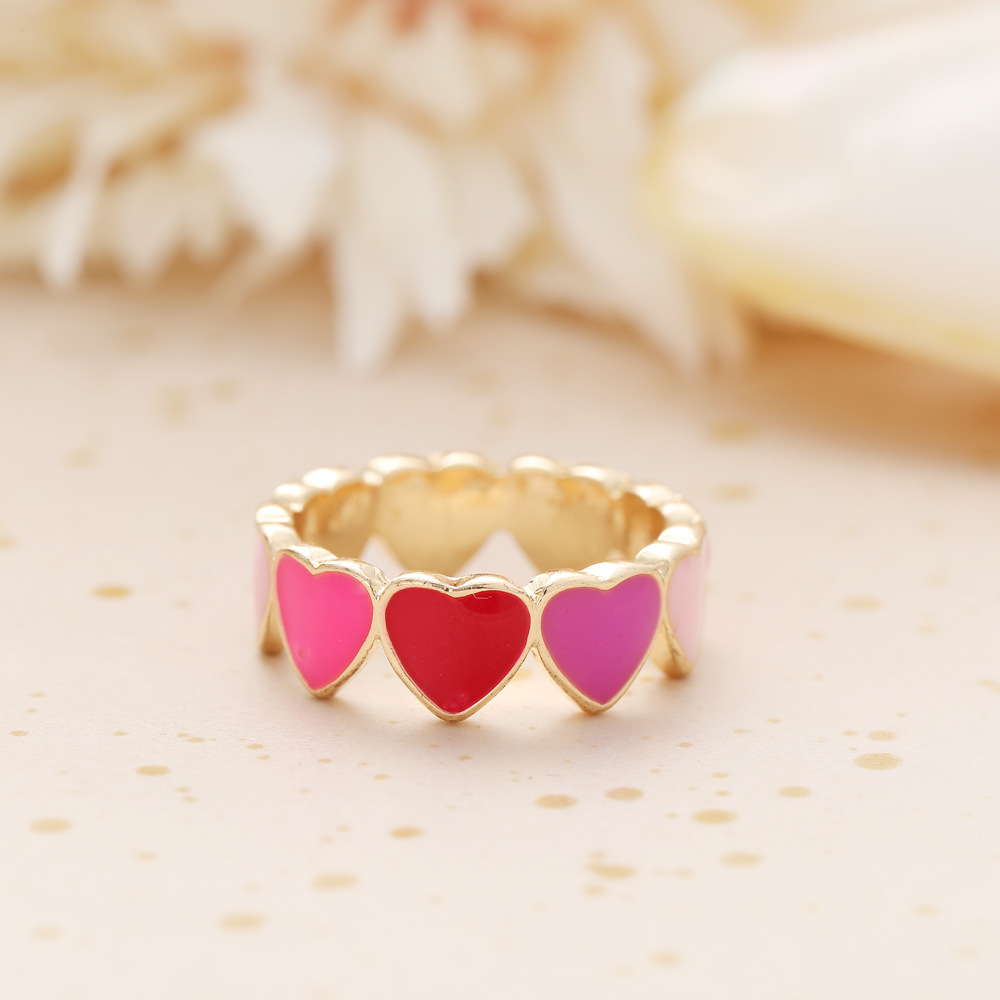 candy color love heart dripping ring creative peach heart ring crossborder simple dripping index ringpicture3